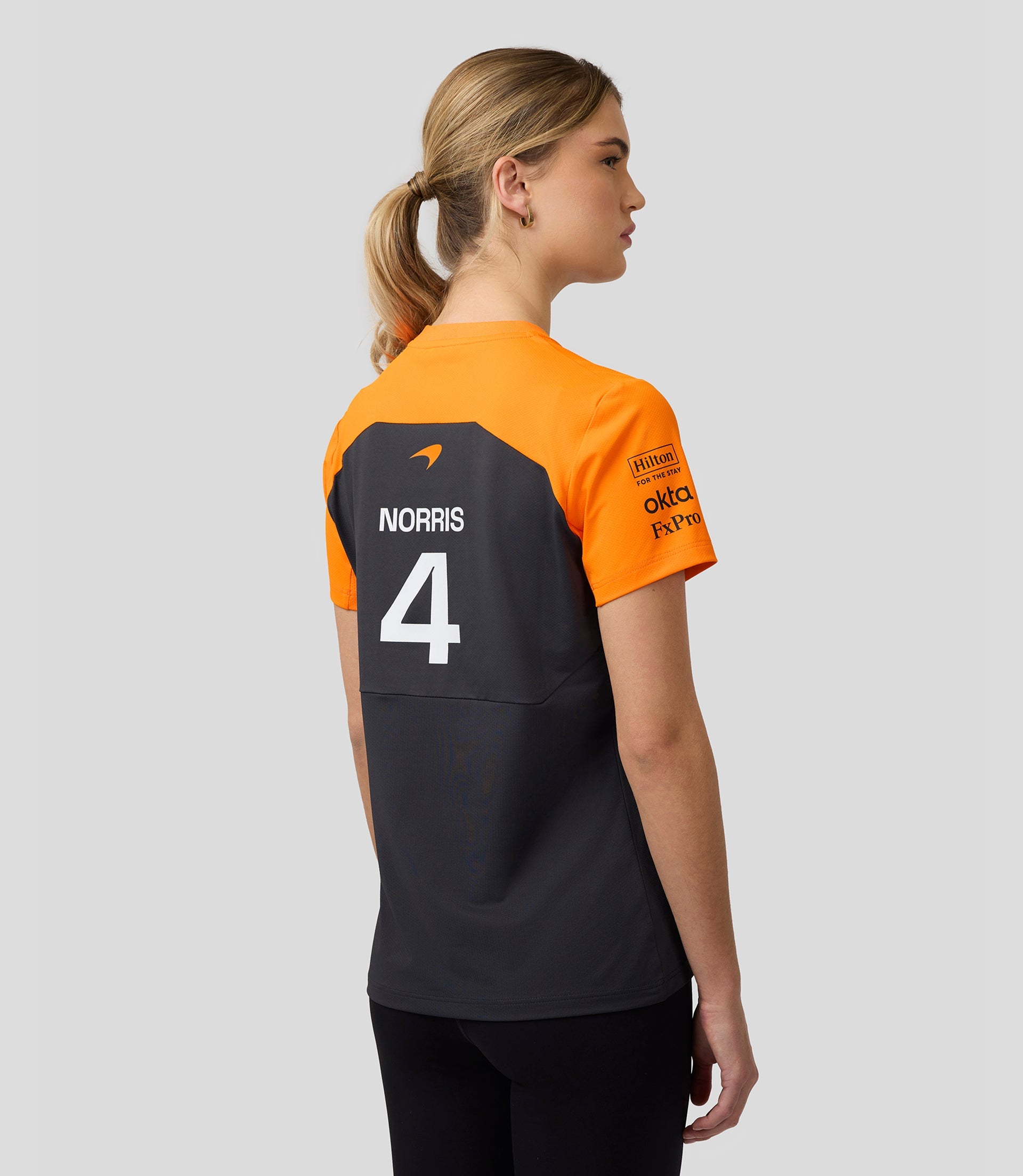 Official Womens McLaren Formula 1 Team Set Up T-Shirt Lando Norris - Phantom/Papaya