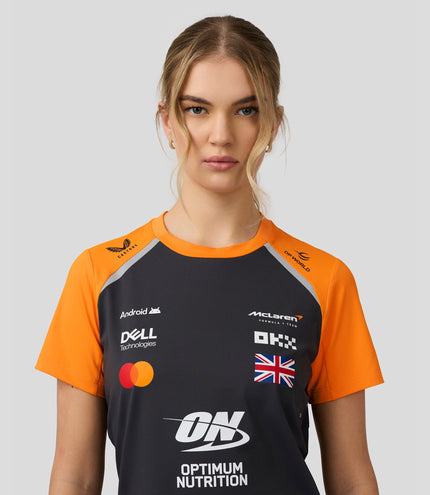 Official Womens McLaren Formula 1 Team Set Up T-Shirt Lando Norris - Phantom/Papaya