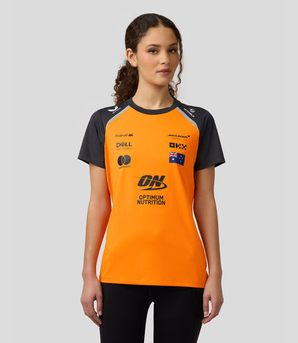 Official Womens McLaren Formula 1 Team Set Up T-Shirt Oscar Piastri- Papaya/Phantom