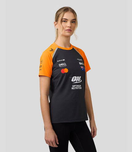 Official Womens McLaren Formula 1 Team Set Up T-Shirt Oscar Piastri - Phantom/Papaya