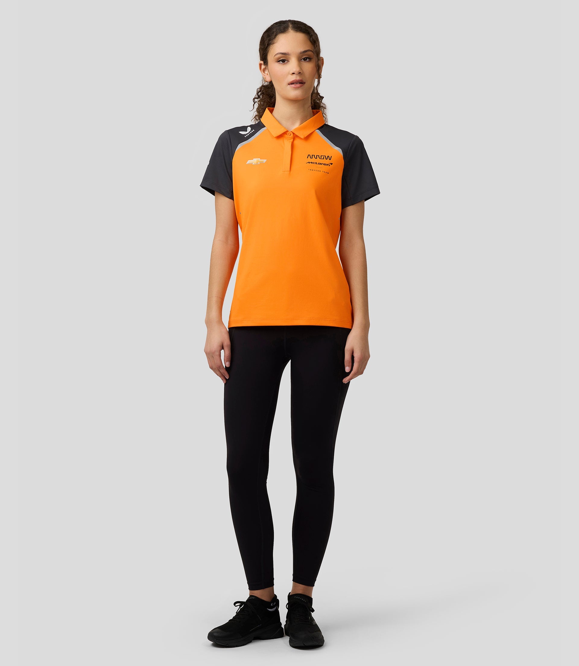 Official Womens Arrow McLaren IndyCar Team Polo Shirt - Papaya/Phantom