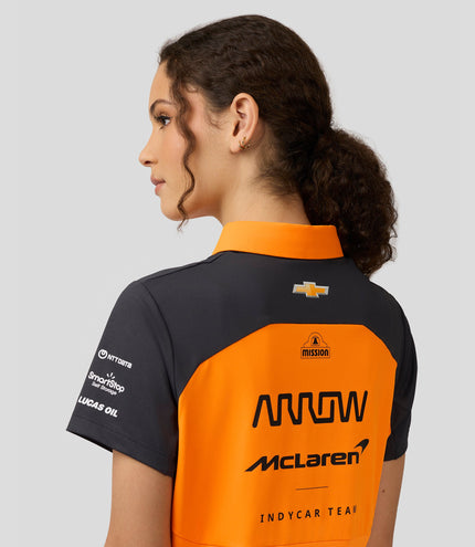 Official Womens Arrow McLaren IndyCar Team Polo Shirt - Papaya/Phantom