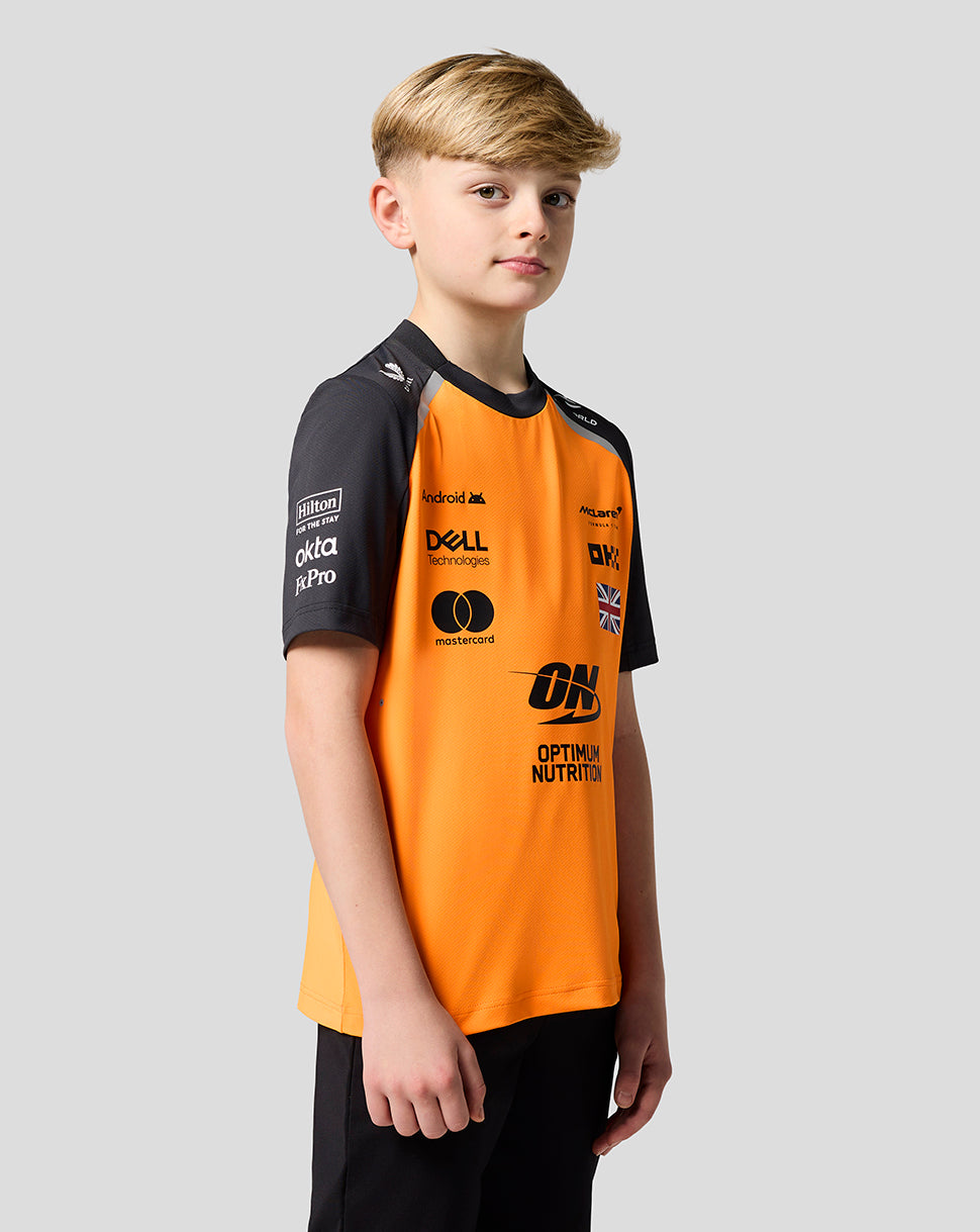 Official Junior McLaren Formula 1 Team Lando Norris Set Up T-Shirt - Papaya/Phantom