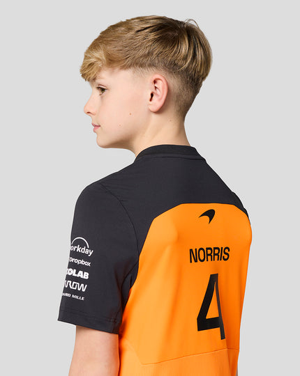 Official Junior McLaren Formula 1 Team Lando Norris Set Up T-Shirt - Papaya/Phantom