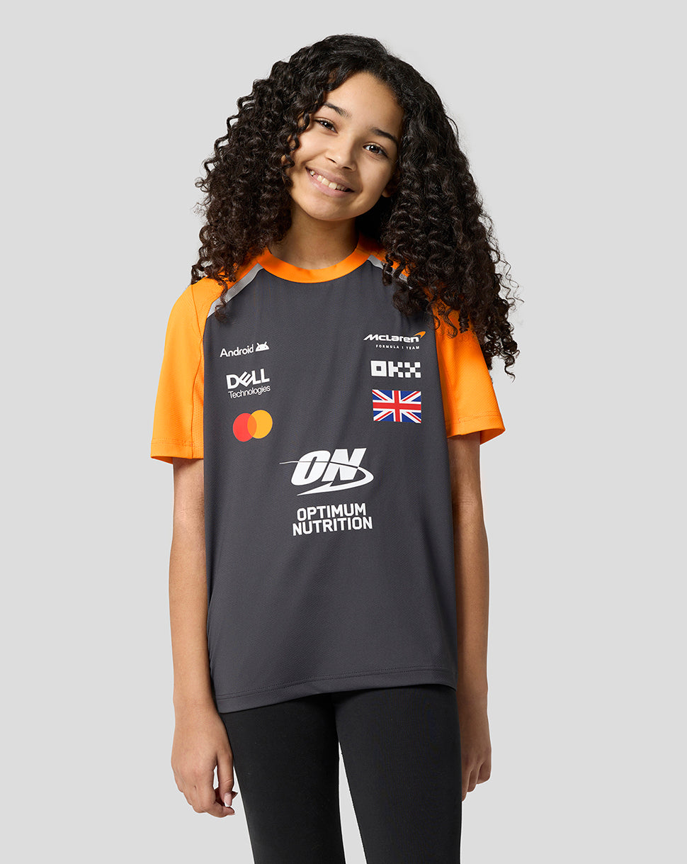 Official Junior McLaren Formula 1 Team Lando Norris Set Up T-Shirt - Phantom/Papaya