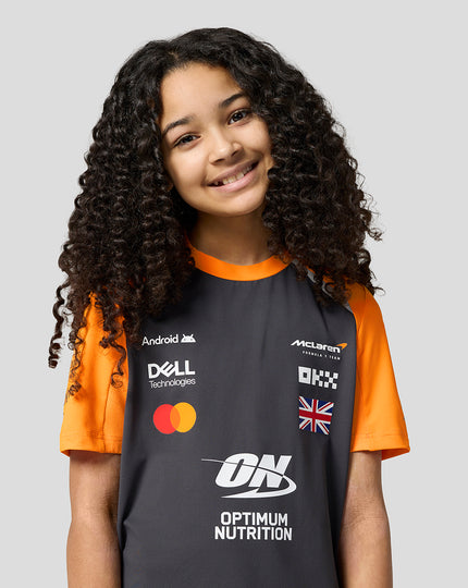 Official Junior McLaren Formula 1 Team Lando Norris Set Up T-Shirt - Phantom/Papaya