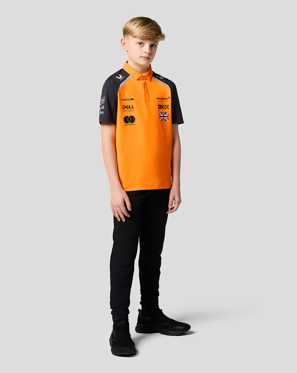 Official Junior McLaren Formula 1 Team Lando Norris Polo Shirt - Papaya/Phantom