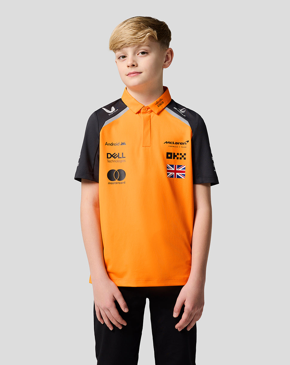 Official Junior McLaren Formula 1 Team Lando Norris Polo Shirt - Papaya/Phantom