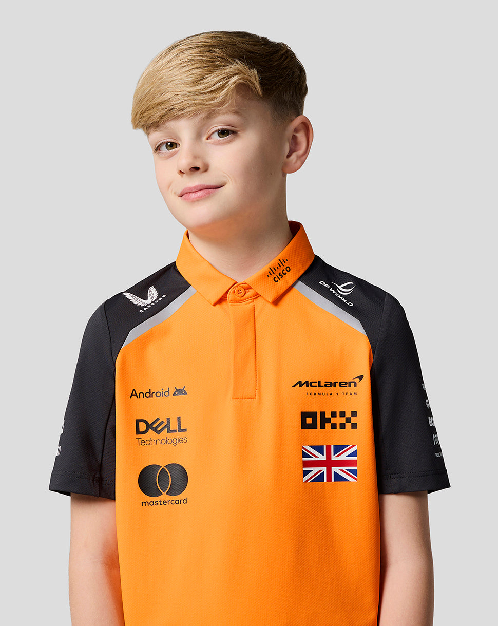 Official Junior McLaren Formula 1 Team Lando Norris Polo Shirt - Papaya/Phantom