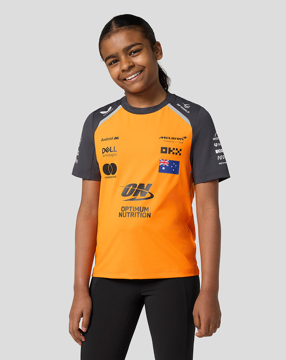 Official Junior McLaren Formula 1 Team Oacar Piastri Set Up T-Shirt - Papaya/Phantom