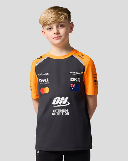 Official Junior McLaren Formula 1 Team Oscar Piastri Set Up T-Shirt - Phantom/Papaya