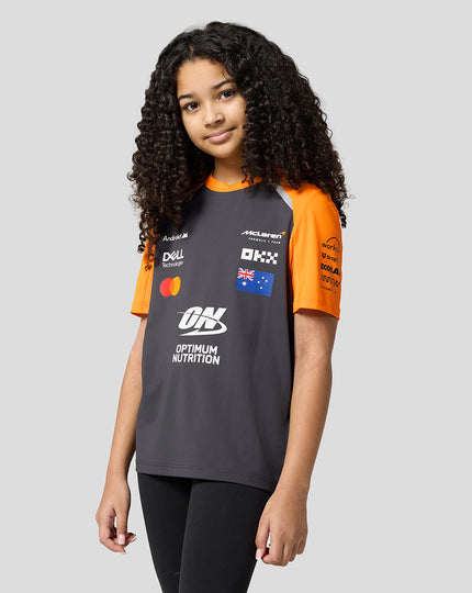 Official Junior McLaren Formula 1 Team Oscar Piastri Set Up T-Shirt - Phantom/Papaya