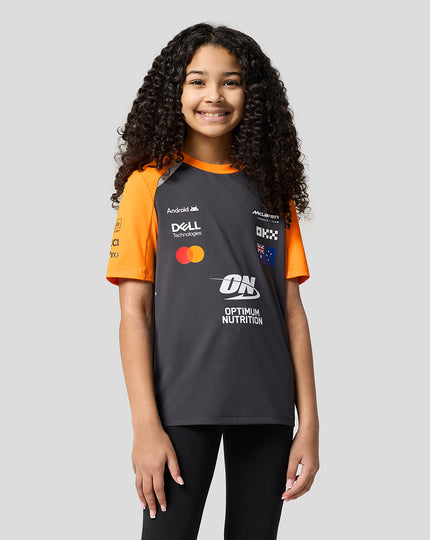 Official Junior McLaren Formula 1 Team Oscar Piastri Set Up T-Shirt - Phantom/Papaya