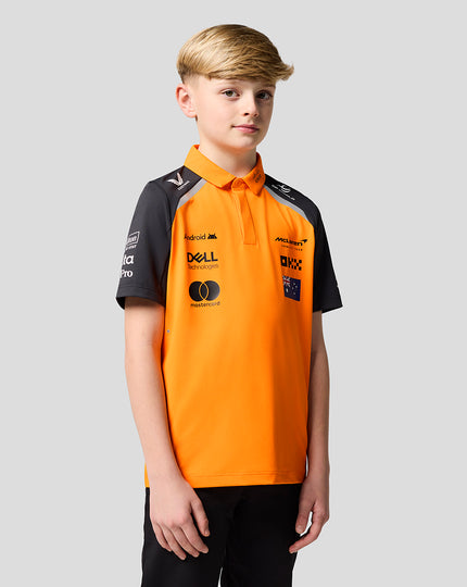 Official Junior McLaren Formula 1 Team Oscar Piastri Polo Shirt - Papaya/Phantom