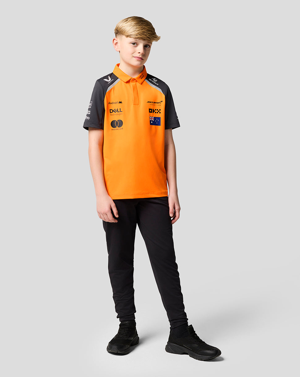 Official Junior McLaren Formula 1 Team Oscar Piastri Polo Shirt - Papaya/Phantom