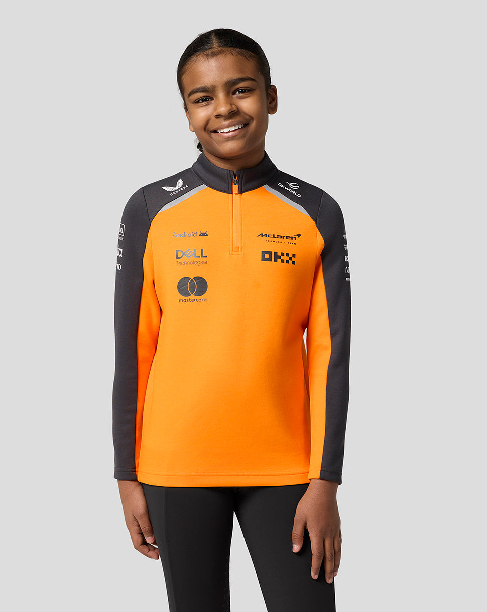 Official Junior McLaren Formula 1 Team Quarter Zip Top - Papaya/Phantom