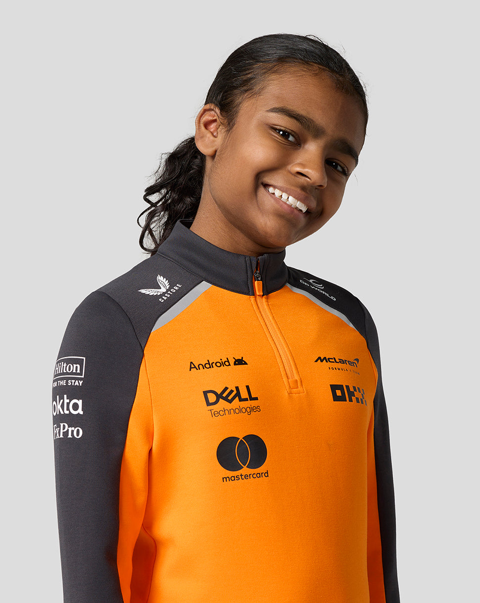 Official Junior McLaren Formula 1 Team Quarter Zip Top - Papaya/Phantom