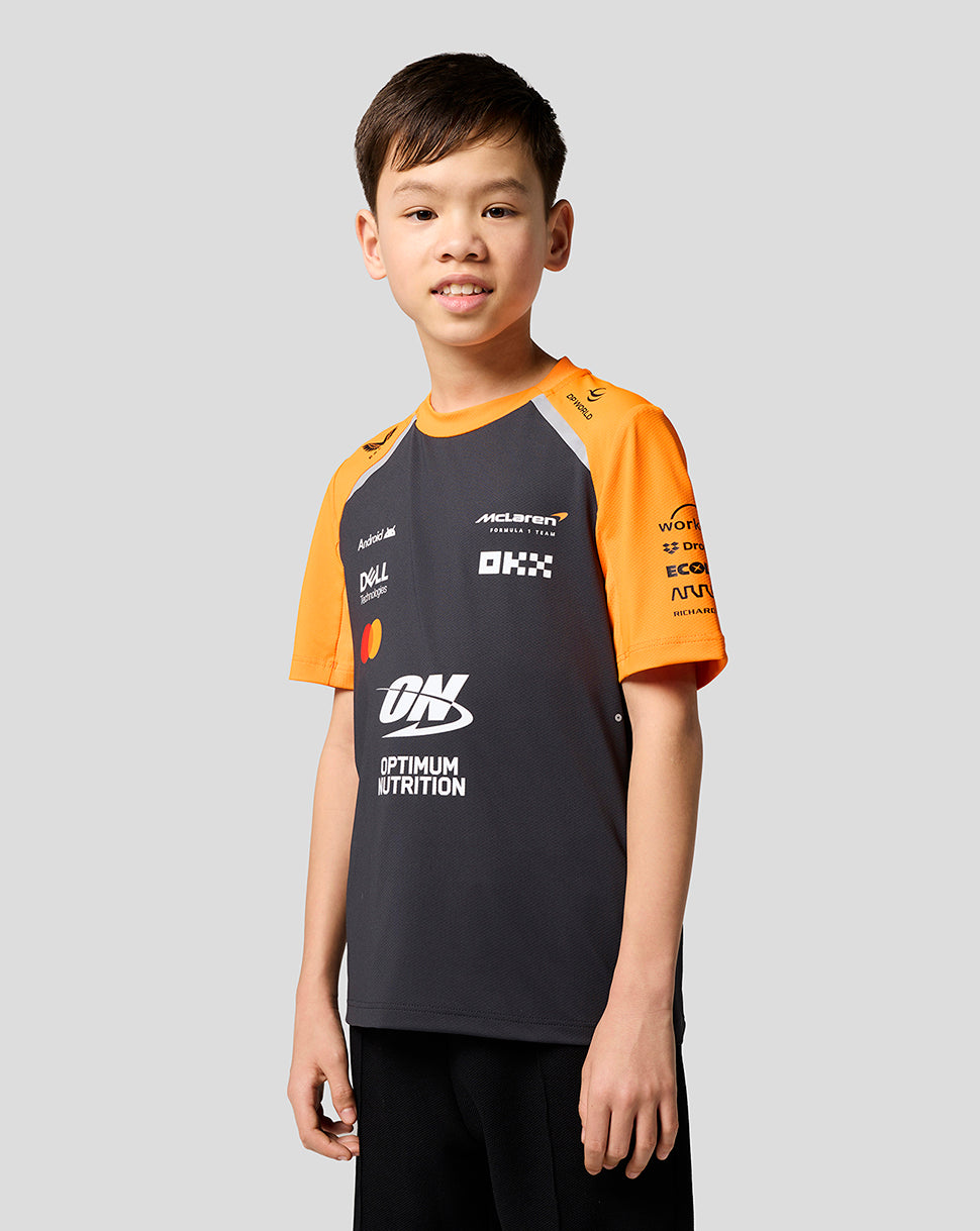 Official Junior McLaren Formula 1 Team Set Up T-Shirt - Phantom/Papaya