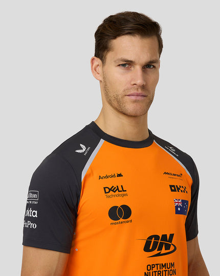 Official Mens McLaren Formula 1 Team Oscar Piastri Set Up T-Shirt - Papaya/Phantom