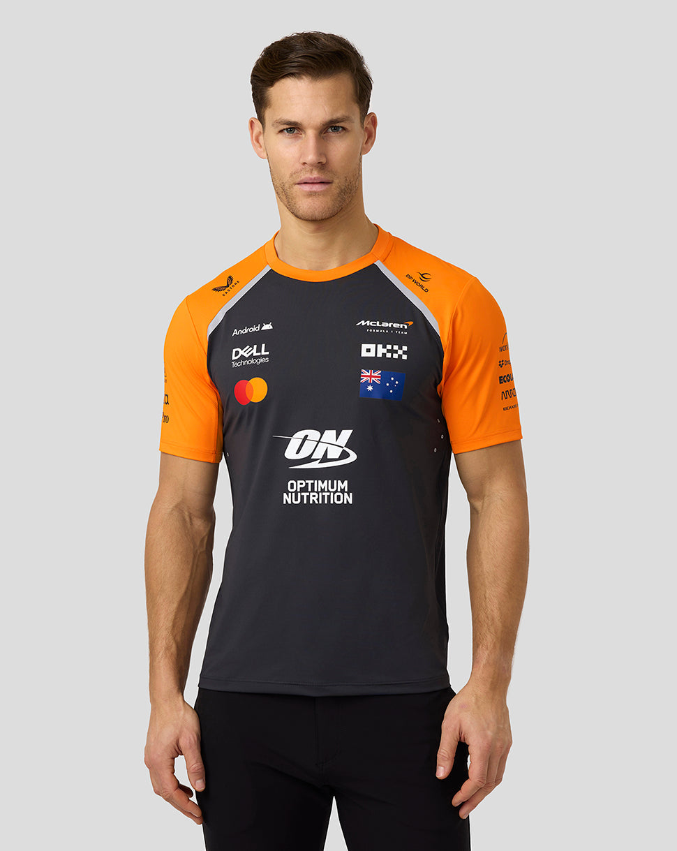 Official Mens McLaren Formula 1 Team Oscar Piastri Set Up T-Shirt - Phantom/Papaya