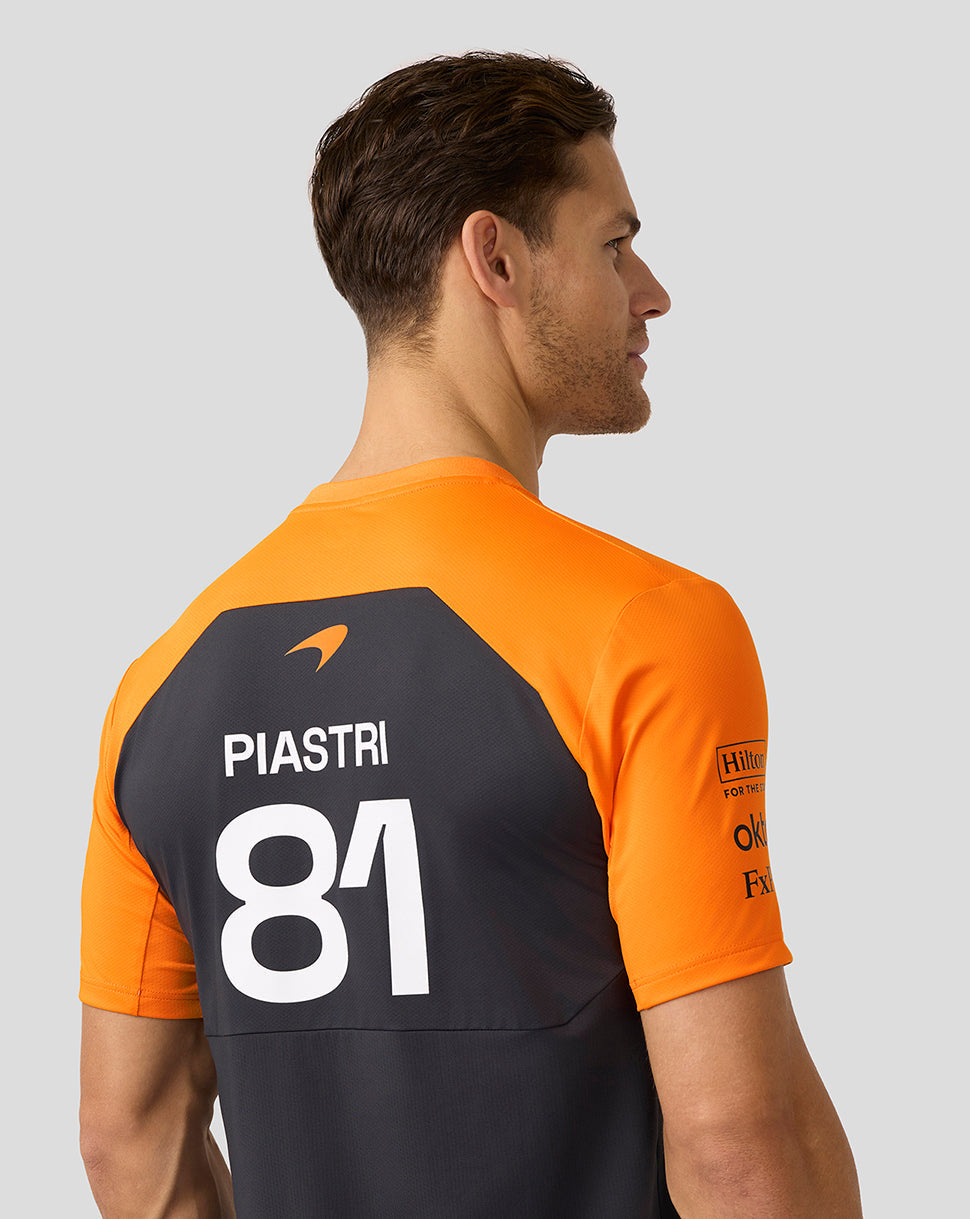 Official Mens McLaren Formula 1 Team Oscar Piastri Set Up T-Shirt - Phantom/Papaya