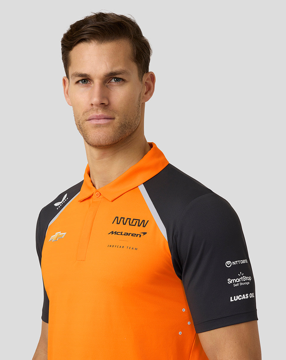 Official Mens Arrow McLaren IndyCar Team Polo Shirt - Papaya/Phantom