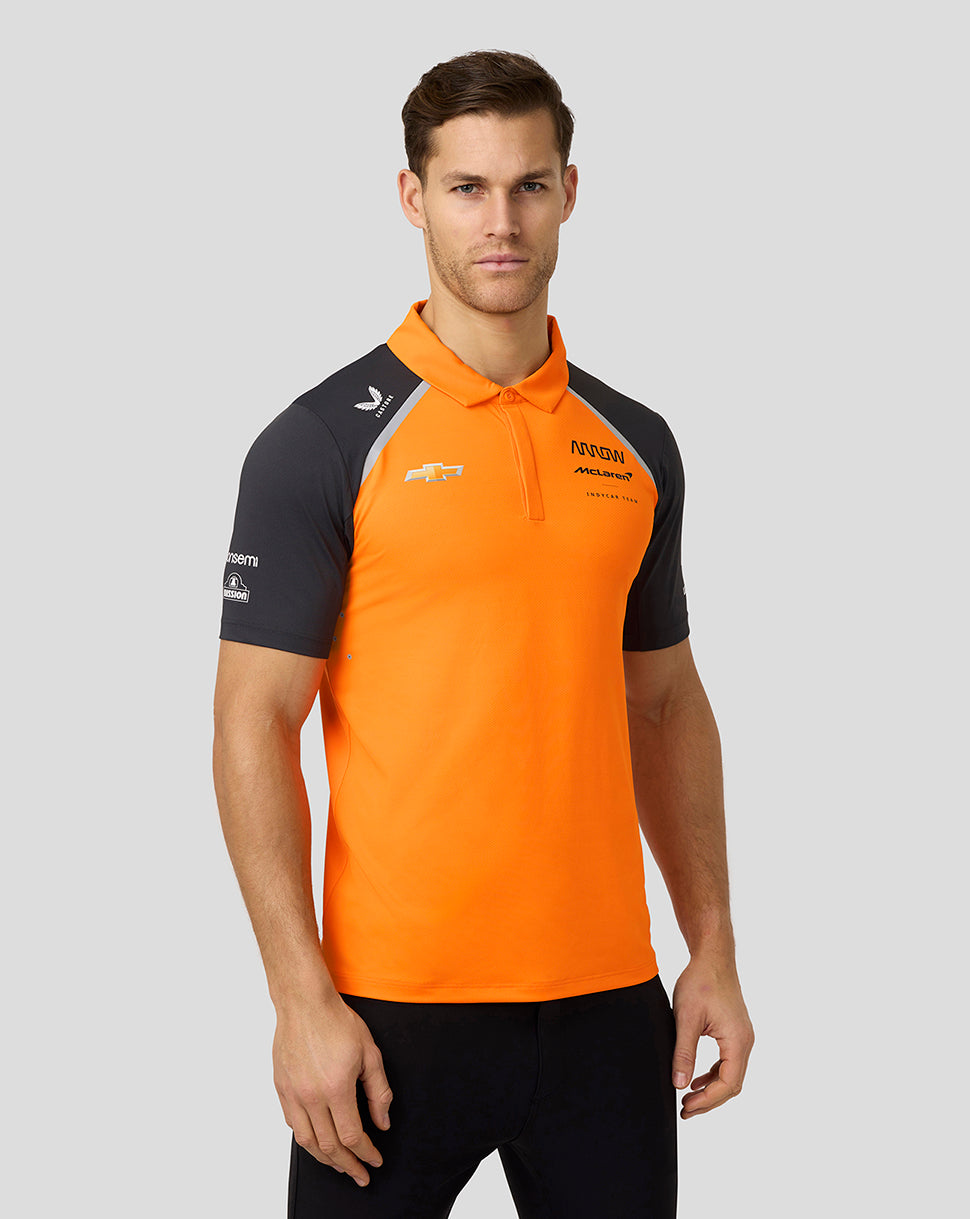 Official Mens Arrow McLaren IndyCar Team Polo Shirt - Papaya/Phantom