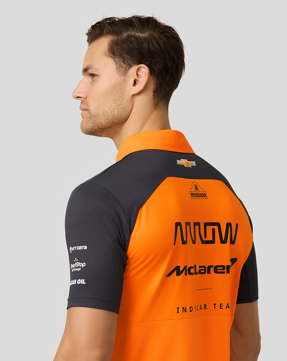 Official Mens Arrow McLaren IndyCar Team Polo Shirt - Papaya/Phantom