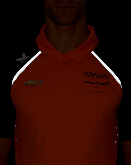 Official Mens Arrow McLaren IndyCar Team Polo Shirt - Papaya/Phantom