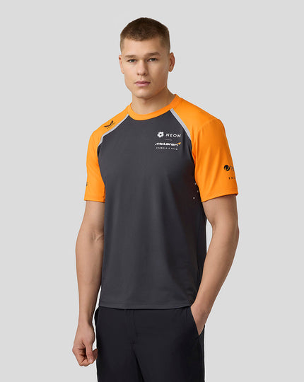 Official Mens NEOM McLaren Formula E Teamwear Set Up T-Shirt - Phantom/Papaya